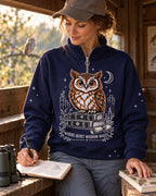 Owl Books Birdwatching Quarter-Zip Stretch Sweatshirt Spandex UPF50+