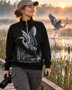 Blue Heron Birdwatching Quarter-Zip Stretch Sweatshirt Spandex UPF50+