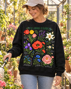 Poppy Daisy Frame Floral Garden Graphic Sweatshirt