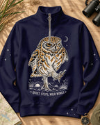 Quiet Steps Owl Birdwatching Quarter-Zip Stretch Sweatshirt Spandex UPF50+