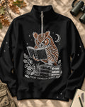 Reading Owl Birdwatching Quarter-Zip Stretch Sweatshirt Spandex UPF50+