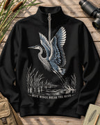 Blue Heron Birdwatching Quarter-Zip Stretch Sweatshirt Spandex UPF50+