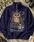 Owl Books Birdwatching Quarter-Zip Stretch Sweatshirt Spandex UPF50+