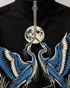 Great Blue Herons Moonlit Marsh Quarter-Zip Stretch Sweatshirt Spandex UPF50+