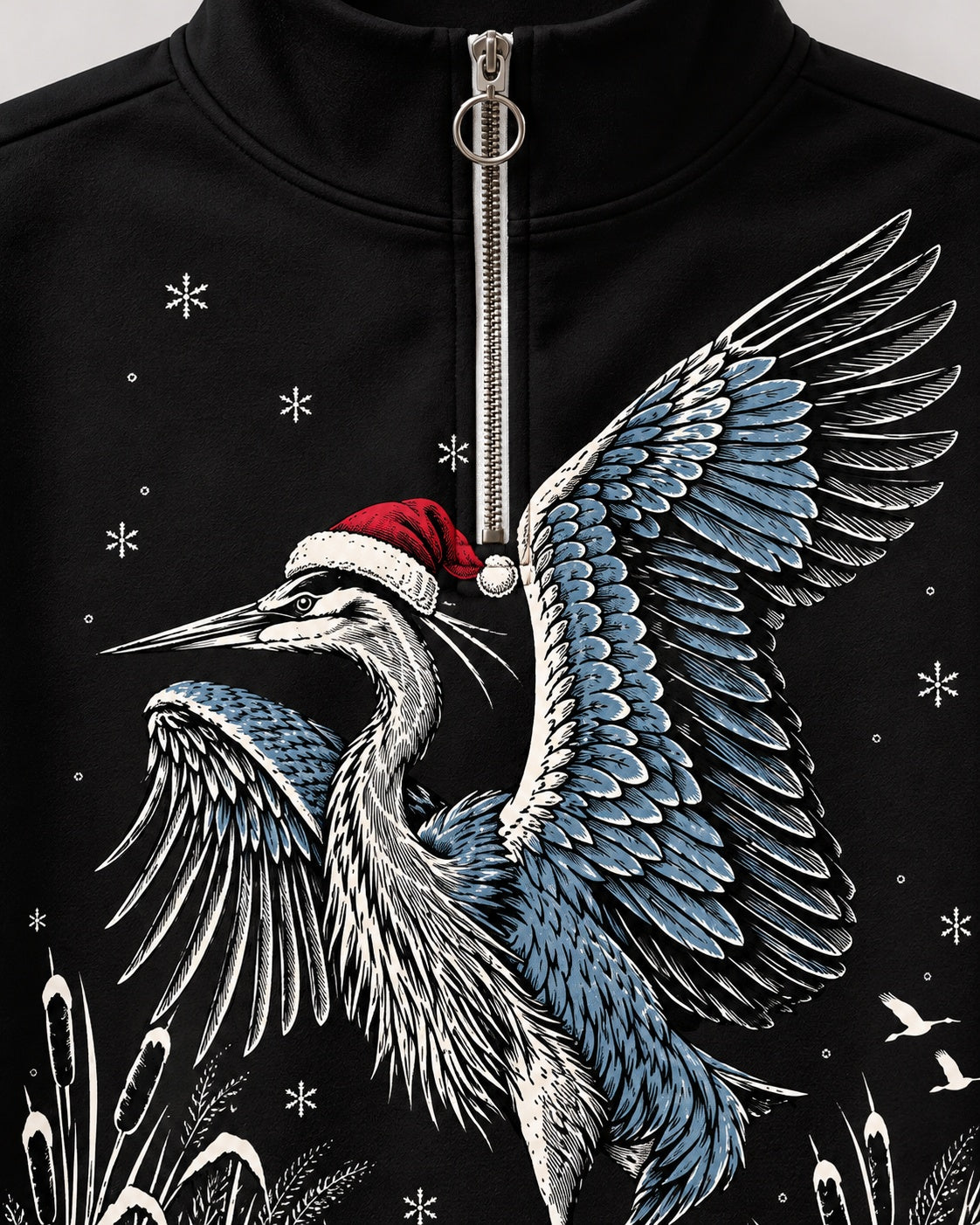 Santa Heron Birdwatching Quarter-Zip Stretch Sweatshirt Spandex UPF50+