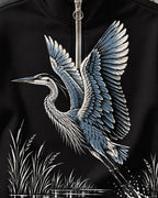 Blue Heron Birdwatching Quarter-Zip Stretch Sweatshirt Spandex UPF50+