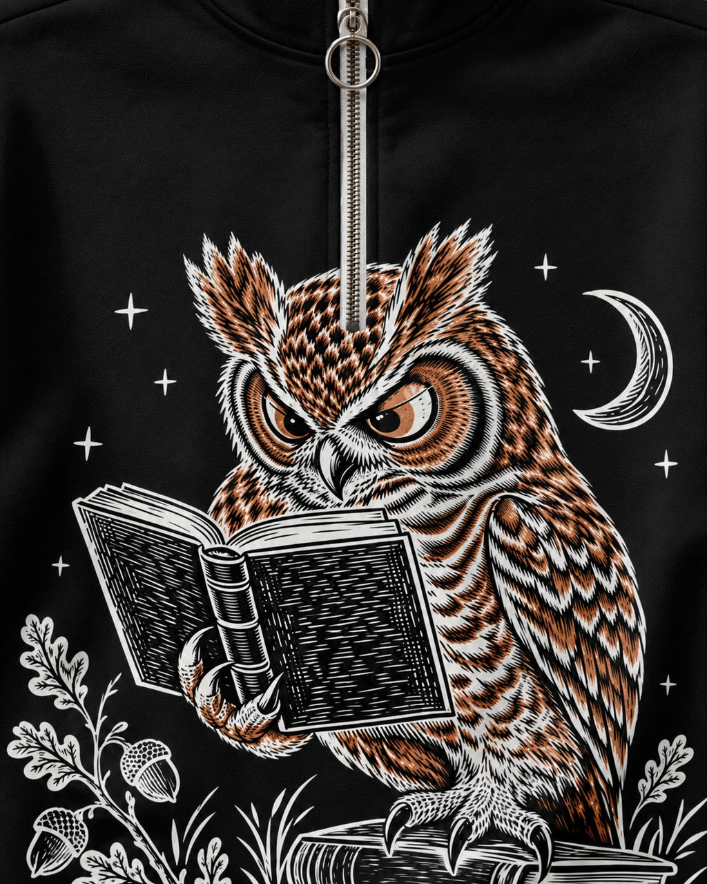 Reading Owl Birdwatching Quarter-Zip Stretch Sweatshirt Spandex UPF50+