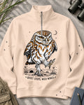 Quiet Steps Owl Birdwatching Quarter-Zip Stretch Sweatshirt Spandex UPF50+