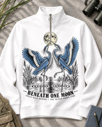 Great Blue Herons Moonlit Marsh Quarter-Zip Stretch Sweatshirt Spandex UPF50+