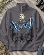 Great Blue Herons Moonlit Marsh Quarter-Zip Stretch Sweatshirt Spandex UPF50+