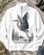 Blue Heron Birdwatching Quarter-Zip Stretch Sweatshirt Spandex UPF50+