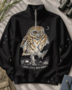 Quiet Steps Owl Birdwatching Quarter-Zip Stretch Sweatshirt Spandex UPF50+