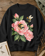 Rose Bee Garden Floral Botanical Graphic Sweatshirt