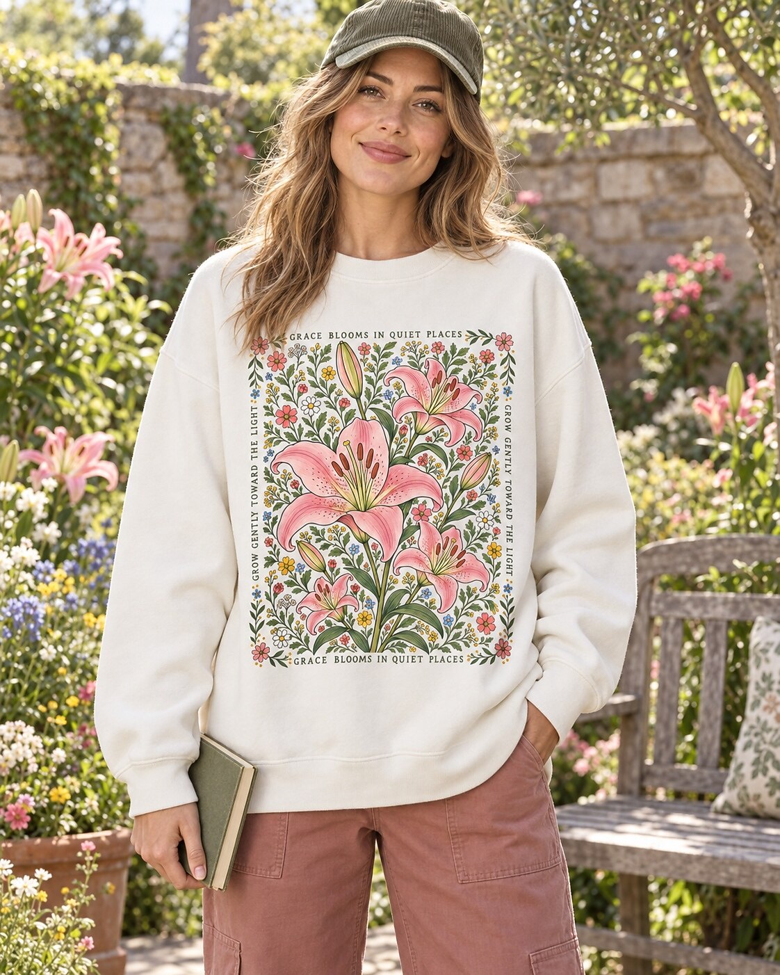 Pink Lily Wildflower Grace Blooms In Quiet Places Sweatshirt