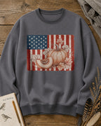American Flag Pumpkin Maple Leaf Autumn Harvest Sweatshirt for garden and nature lovers – product image 6