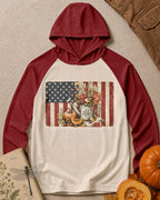 UPF 50+ American Flag Pumpkin Watering Can Sun Hoodie for garden and nature lovers – product image 1