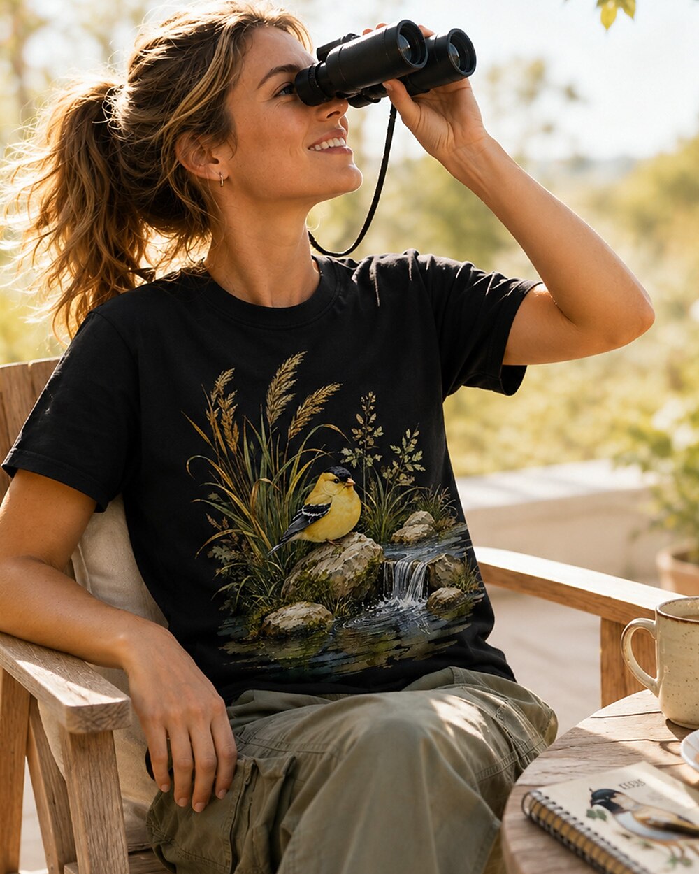 100% Cotton American Goldfinch Bird Watching T-Shirt for birdwatching enthusiasts – product image 2