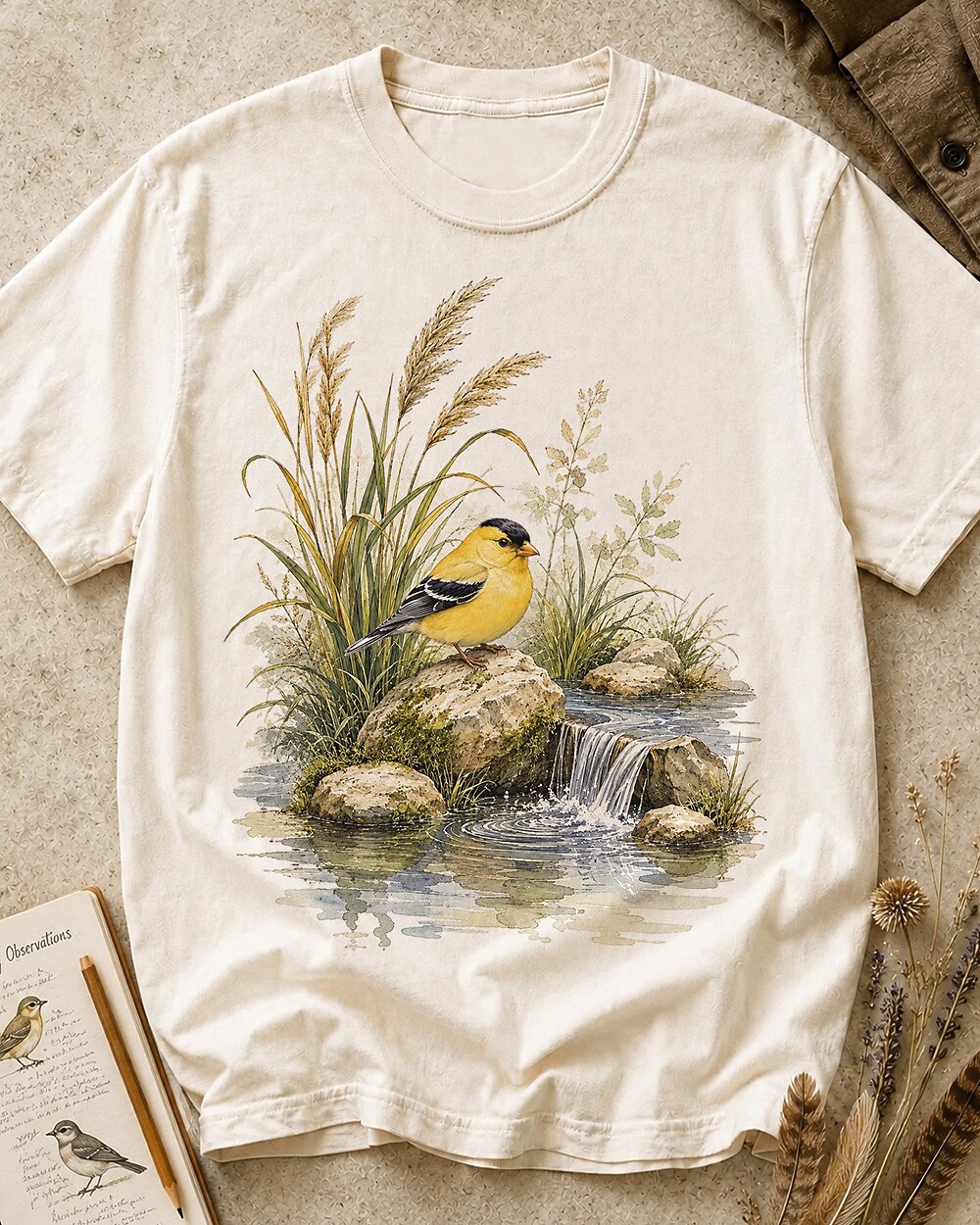 100% Cotton American Goldfinch Bird Watching T-Shirt for birdwatching enthusiasts – product image 3