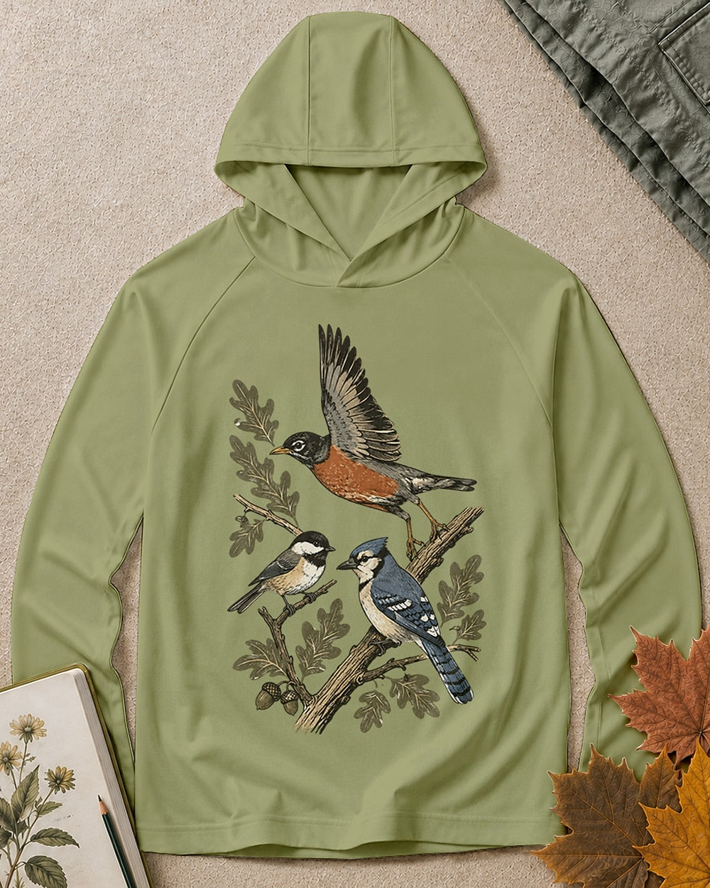 UPF 50+ American Robin Blue Jay Birdwatching Sun Hoodie for birdwatching enthusiasts – product image 6
