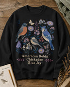 American Robin Blue Jay Chickadee Wildflower Birdwatching Sweatshirt for birdwatching and garden lovers – product image 6