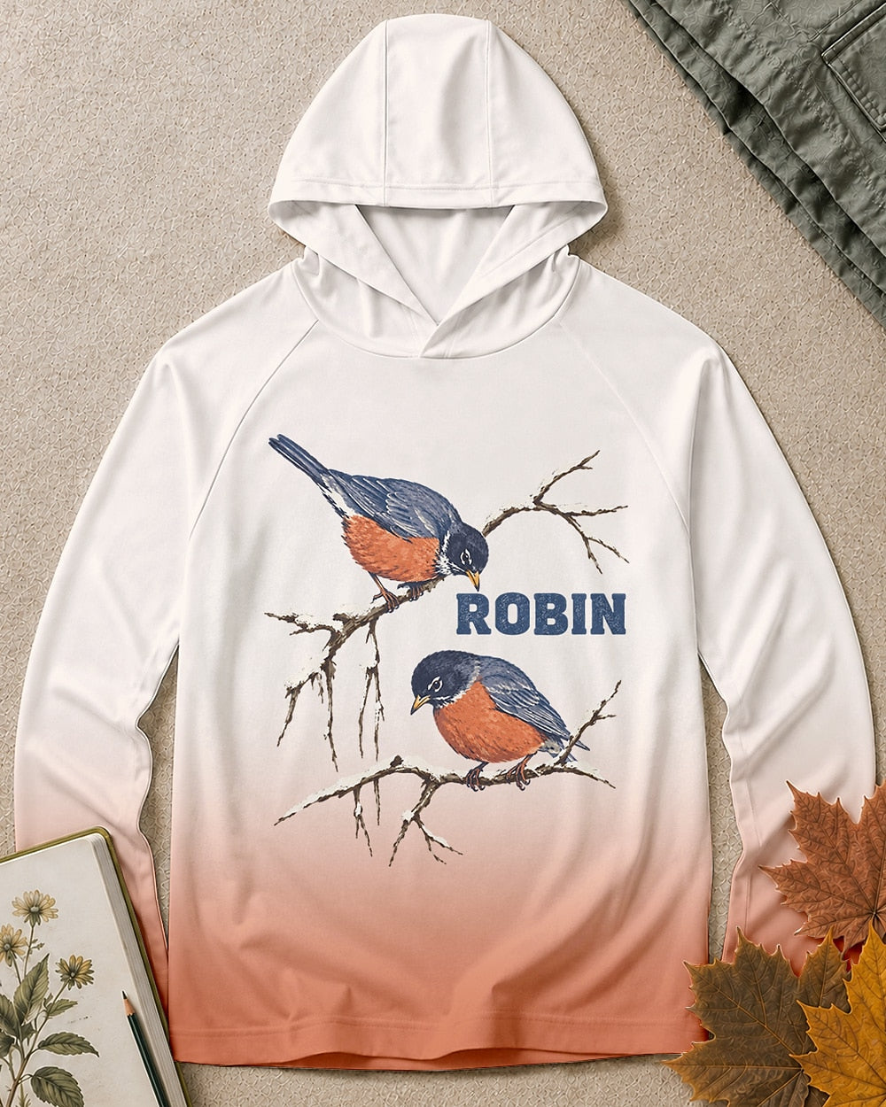 UPF 50+ American Robin Pair Birdwatching Sun Hoodie for birdwatching enthusiasts – product image 5