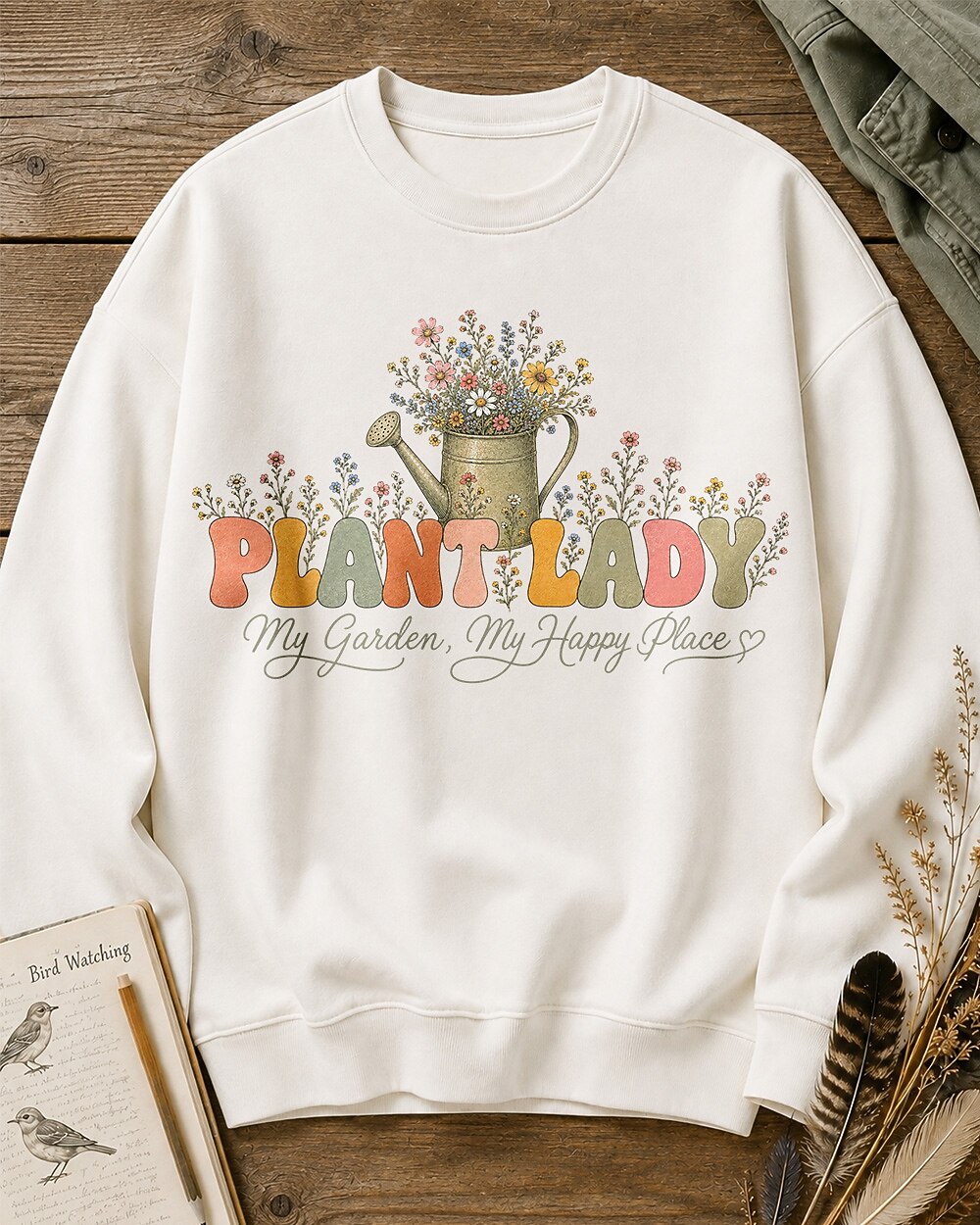 Watering Can Wildflower Plant Lady Gardening Sweatshirt