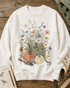 Pumpkin Wildflower Autumn Harvest Country Garden Sweatshirt