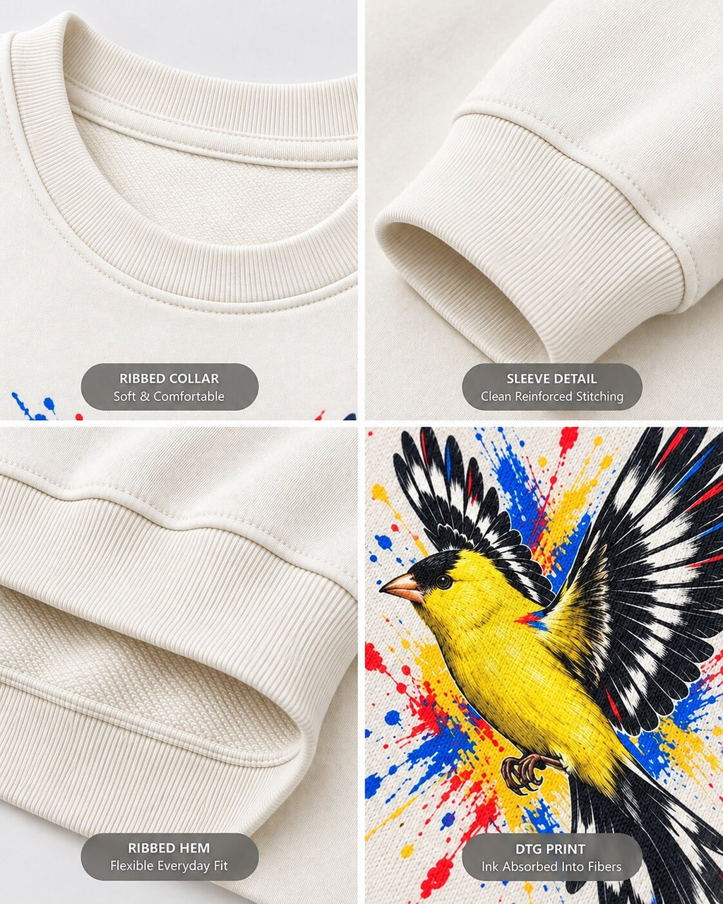 American Goldfinch Colorful Wings Art Backyard Bird Watching Sweatshirt