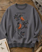 American Robin Pair Winterberry Branch Backyard Bird Watching Sweatshirt
