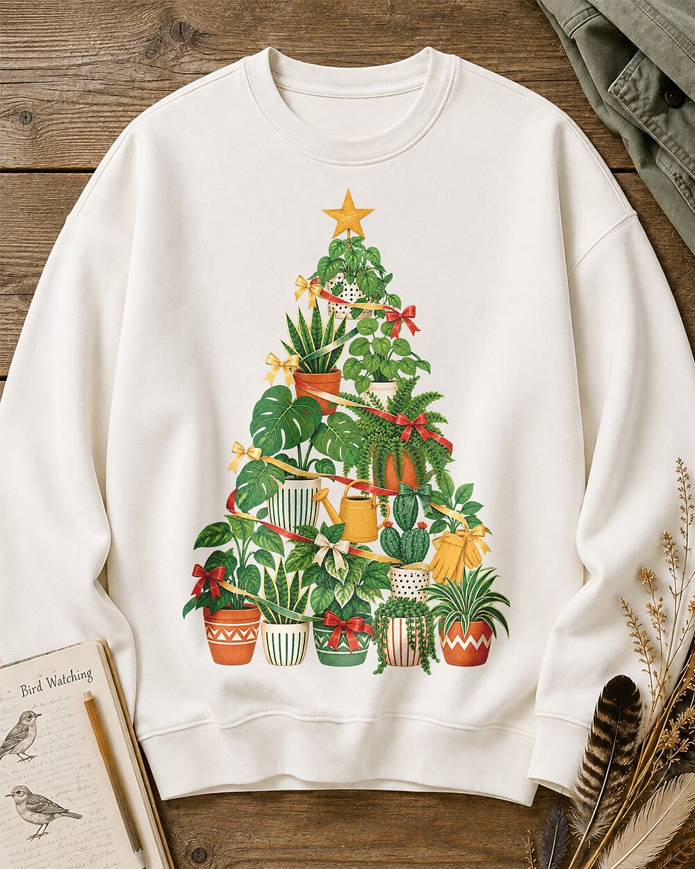 Potted Snake Plant Christmas Tree Gardening Sweatshirt