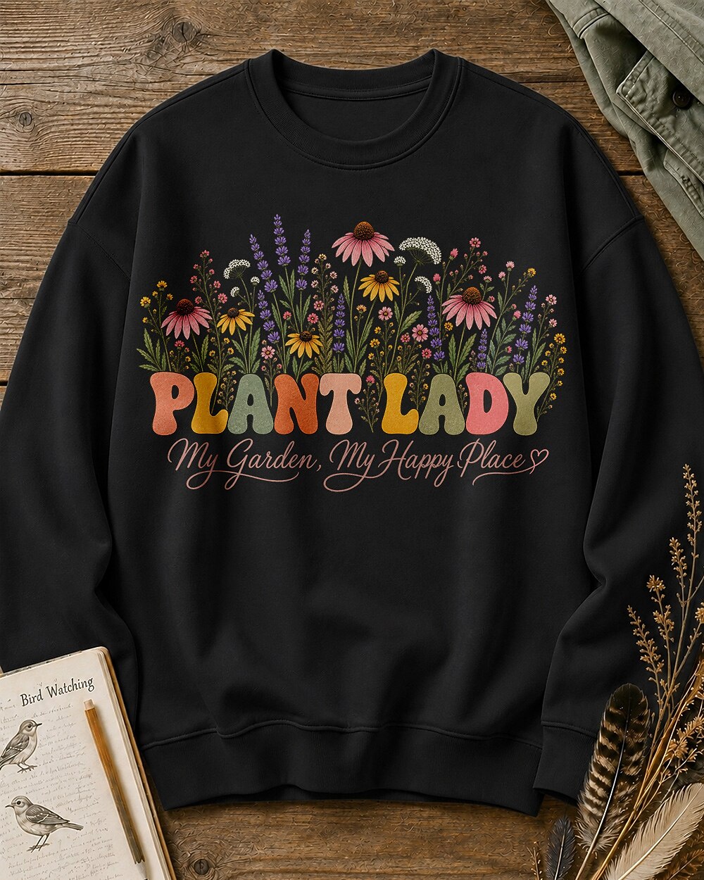 Coneflower Lavender Plant Lady Garden Graphic Sweatshirt