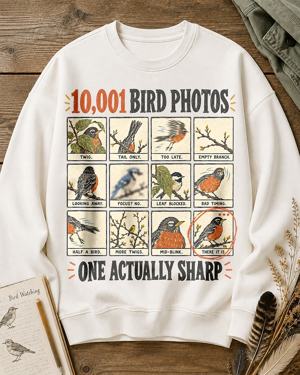 Funny Bird Photography Robin Graphic Crewneck Sweatshirt