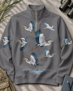Flying Great Blue Herons UPF50+ Spandex Quarter-Zip Stretch Sweatshirt