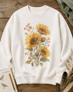 Golden Sunflower Daisy Vintage Cottage Garden Sweatshirt