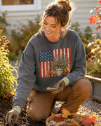 American Flag Potted Herb Autumn Garden Sweatshirt