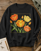 Tulip Garden Frame Floral Graphic Sweatshirt