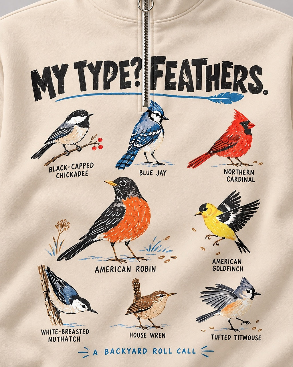 Backyard Birds My Type Feathers UPF50+ Spandex Quarter-Zip Stretch Sweatshirt
