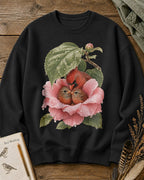 Northern Cardinal Nesting Rose Flower Birdwatching Sweatshirt