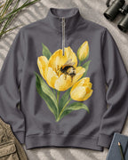 Tulip Bee Garden Quarter-Zip Stretch Sweatshirt Spandex UPF50+