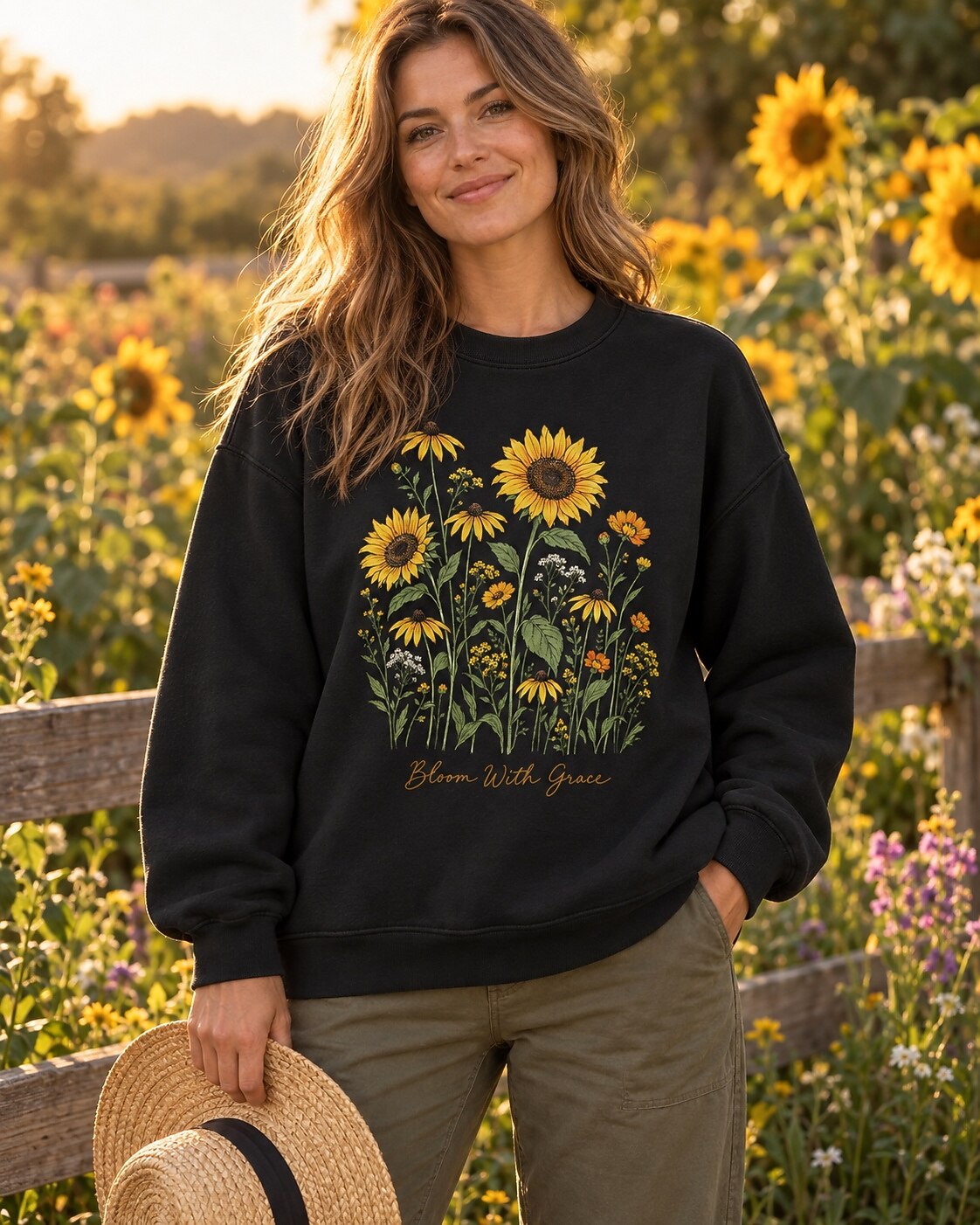 Sunflower Black Eyed Susan Wildflower Bouquet Garden Sweatshirtxi