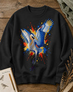 Great Blue Heron Colorful Wings Art Bird Watching Sweatshirt