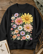 Daisy Garden Frame Floral Botanical Graphic Sweatshirt