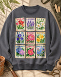 Flower Cards Garden Botanical Graphic Sweatshirt