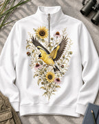 American Goldfinch Sunflower Wildflower UPF50+ Spandex Quarter-Zip Stretch Sweatshirt