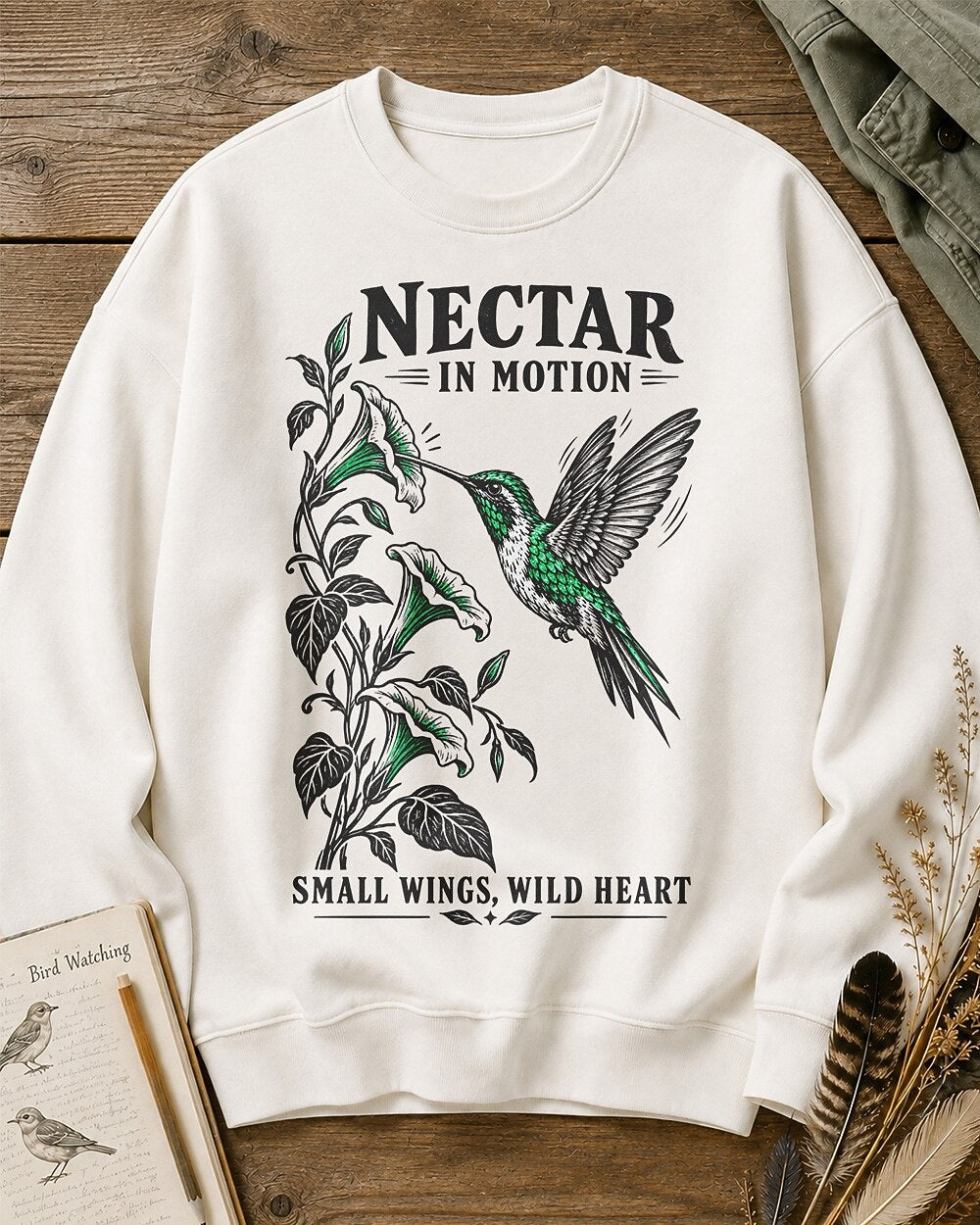 Hummingbird Trumpet Flower Nectar Garden Wildflower Bird Watching Sweatshirt