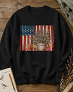 American Flag Potted Herb Autumn Garden Sweatshirt