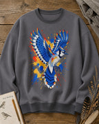 Blue Jay Colorful Wings Art Bird Watching Sweatshirt