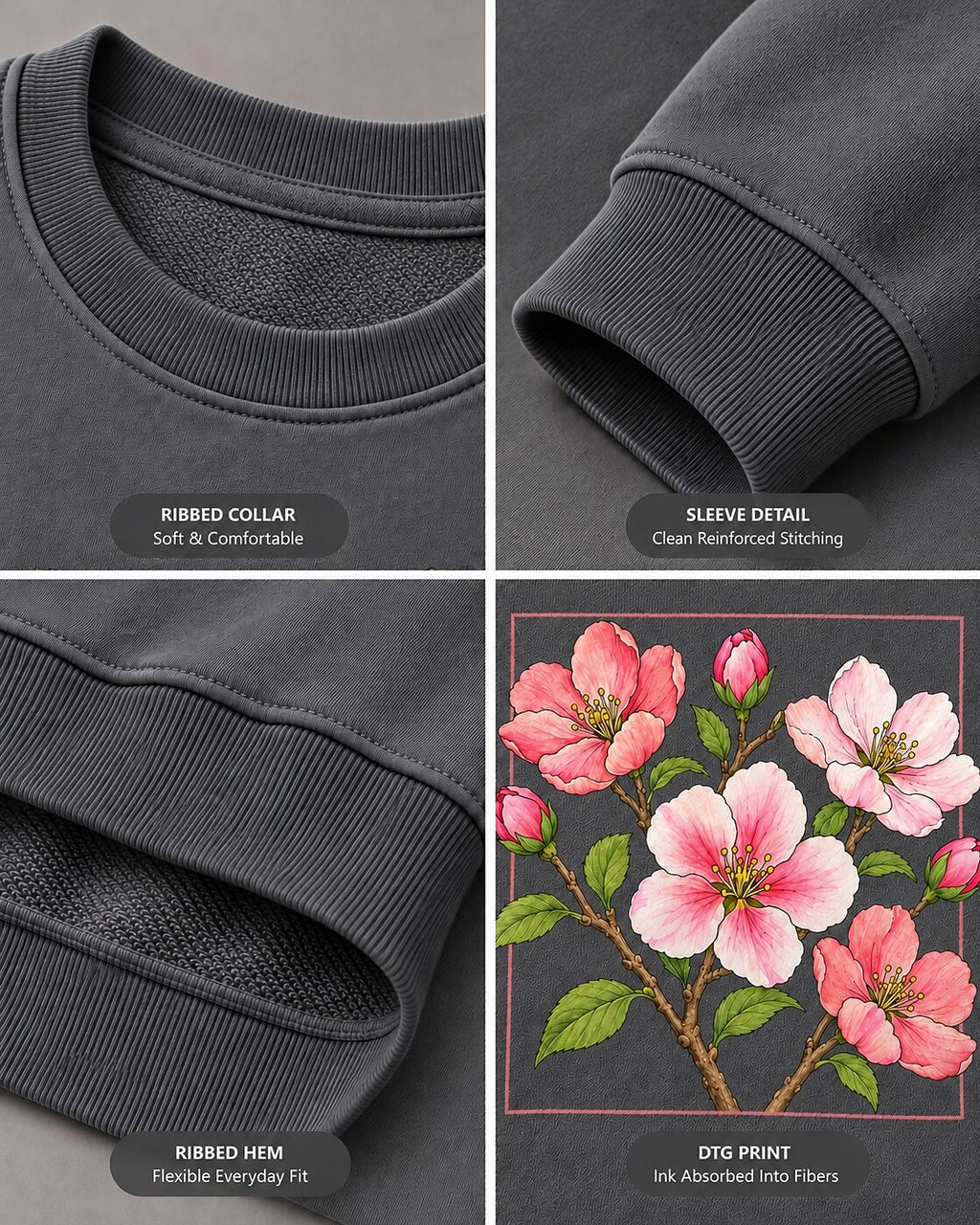 Blossom Branch Garden Floral Graphic Sweatshirt
