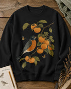 American Robin Persimmon Branch Autumn Birdwatching Sweatshirt