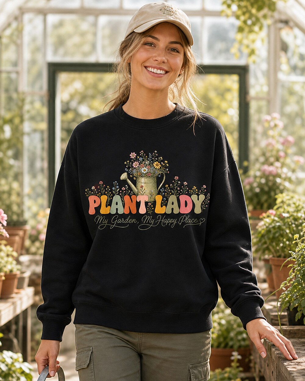Watering Can Wildflower Plant Lady Gardening Sweatshirt
